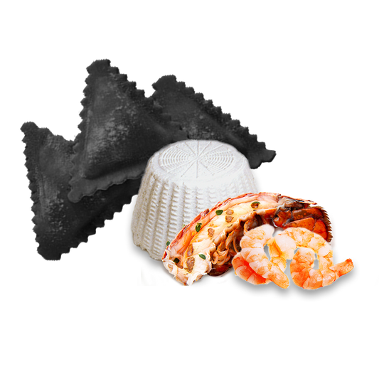 Black Triangle Ravioli Lobster, Shrimps & Ricotta Cheese 500 Gr